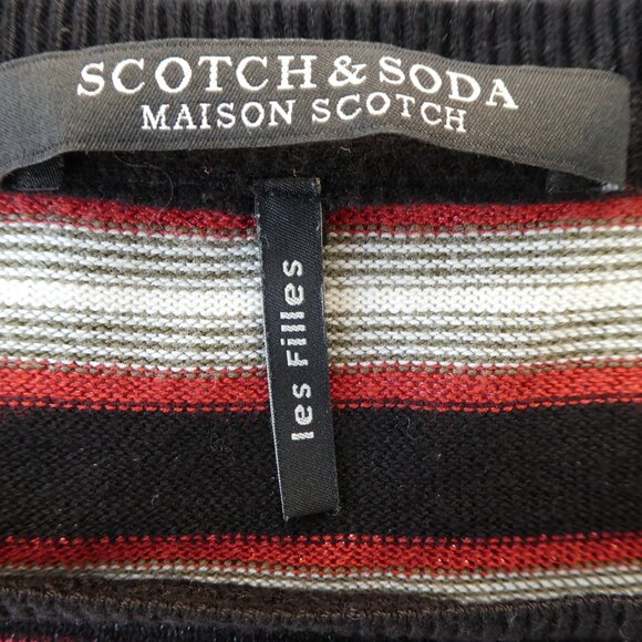 Scotch & Soda Maison Metallic Striped Sweater Lightweight Knit Ribbed Crewneck S - Picture 6 of 10